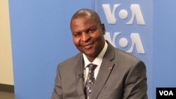 Le président centrafricain Faustin-Archange Touadéra lors d'une interview au siège de l'ONU à New York, 21 avril 2016.