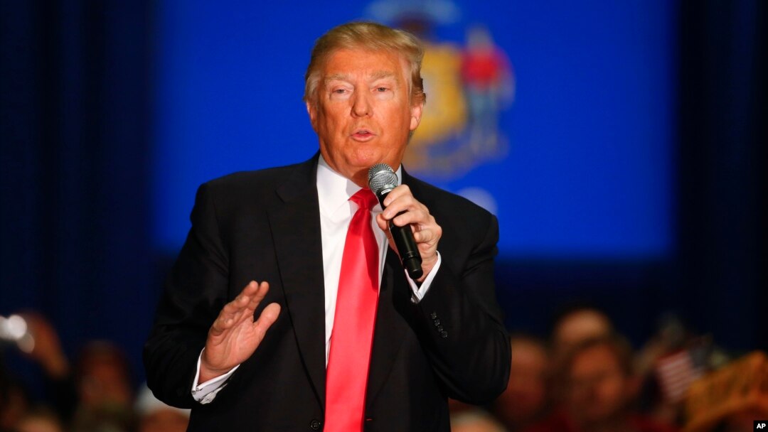Republican presidential candidate Donald Trump speaks during a campaign event, April 4, 2016, in La Crosse, Wis. 