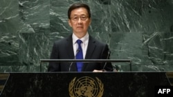 中国国家副主席韩正2023年9月21日在第78届联合国大会上发表讲话