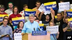 Kandidat presiden AS dari Partai Libertarian Gary Johnson dalam kampanye di Des Moines, Iowa (3/9). (AP/Scott Morgan)