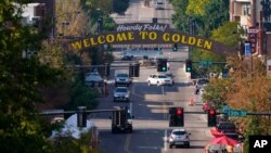 Light traffic moves along normally congested Washington Street Sept. 30, 2020, in Golden, Colo. 