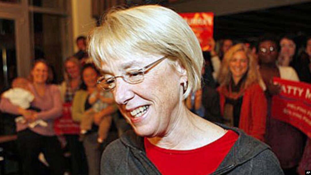 Sen. Patty Murray, D-Wash., walks in front of supporters at a downtown Seattle restaurant, after Republican challenger Dino Rossi had conceded, 4 Nov 2010