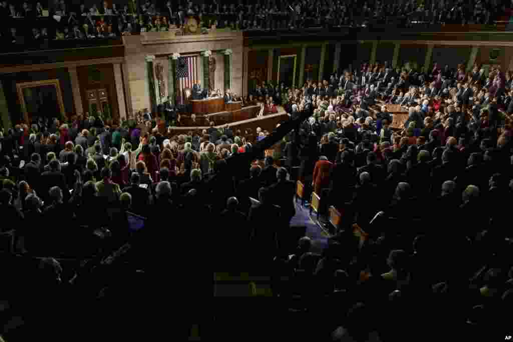 President Barack Obama gives his State of the Union address before a joint session of Congress on Capitol Hill, Jan. 20, 2015.