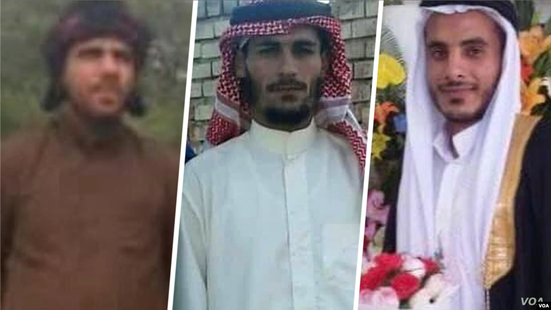 Fotografije trojice disidenata, iranskih Arapa, koji su 28. februara 2021. pogubljeni u zatvoru u Ahvazu, jugozapadni Iran. S leva: Naser Kafajian, Džasem Hajdari and Ali Kasraji. (Foto: Persijski servis Glasa Amerike)