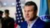 U.S. Secretary of Defense Pete Hegseth talks to the media during his visit to the headquarters of U.S. European Command and Africa Command at the Africa Command at Kelly Barracks in Stuttgart, Germany, Feb. 11, 2025.