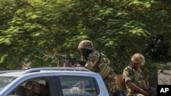 Soldiers patrol in Port-au-Prince, Haiti, Oct. 17, 2024. 