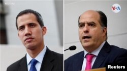 Composición en la que aparecen el reconocido por varios países como presidente interino de Venezuela, Juan Guaidó y su canciller Julio Borges. [VOA]