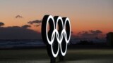  Olympic rings are placed at the beach before sunrise in Gangneung, South Korea, Jan. 24, 2018. Gangneung is the site of the coastal cluster which will host ice hockey, figure skating, speedskating, short track and curling for the 2018 Olympics from Feb. 
