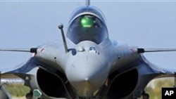 French Air Force Rafale jet fighter comes back from a mission to Libya, at Solenzara Air Base, Corsica, March 24, 2011