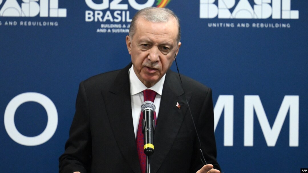 Cumhurbaşkanı Erdoğan Brezilya'daki G20 Liderler Zirvesi sonrası basın toplantısı düzenledi- 19 Kasım 2024.