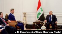 ကန်ဝန်ကြီးကယ်ရီနဲ့ အီရတ်ဝန်ကြီးချုပ် Haider al-Abadi တွေ့ဆုံ။ (ဧပြီ ၈၊ ၂၀၁၆)