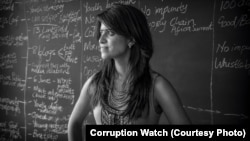 Kavisha Pillay inside the Corruption Watch boardroom - her launchpad for her fight against graft in South Africa.