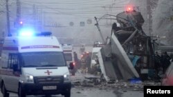 Lokasi ledakan bom dalam bus troli di Volgograd (30/12).