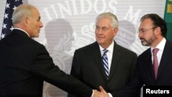U.S. Secretary of State Rex Tillerson, Secretary of Homeland Security John Kelly with Mexico's Foreign Secretary Luis Videgaray. (Feb. 23, 2017)