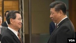 中國國家主席習近平在博鰲與前台灣副總統蕭萬長見面