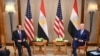 FILE - US President Joe Biden (R) and Egyptian President Abdel Fattah al-Sisi (L) attend a bilateral meeting at a hotel in Saudi Arabia's Red Sea coastal city of Jeddah on July 16, 2022.