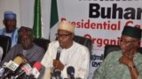 Dan takarar shugaban kasa a karkashin jam'iyar APC, Janar Muhammadu Buhari, ya na jawabi a wajen WANI taron manema labarai. 