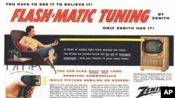 This undated photo of a 1955 advertisement, provided by LG Electronics, shows a Zenith "Flash-Matic," the first wireless TV remote control. Engineer Eugene Polley, the inventor of the device, died Sunday, May 20, 2012, at the age of 96 of natural causes i