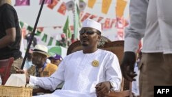 FILE — Chad's transitional president and presidential election candidate Mahamat Idriss Deby Itno, looks on during an election campaign rally at the place des nations in N'Djamena on May 4, 2024. 