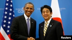 Tổng thống Mỹ Barack Obama và Thủ tướng Nhật Bản Shinzo Abe tại Hội nghị Thượng đỉnh G20 tại St Petersburg, Nga, ngày 5/9/2013.