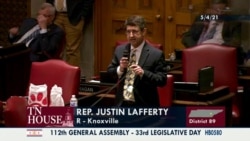 FILE - In this image from the Tennessee General Assembly, Rep. Justin Lafferty, R-Knoxville, speaks at the State Capitol in Nashville, May 4, 2021. He spoke amid debate over whether educators should be restricted while teaching about systematic racism.