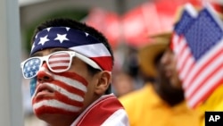 Un supporter américain avant le match des demi-finales entre les Etats-Unis et l'Argentine (0-4), 21 juin 2016, Houston, Texas