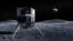 This illustration provided by ispace in April 2023 depicts the Hakuto spacecraft on the surface of the moon with the Earth in the background. 