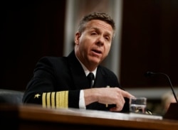 Navy Adm. Philip Davidson testifies during a Senate Armed Services Committee hearing on Capitol Hill in Washington, April 17, 2018.