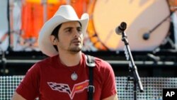 Brad Paisley performs at Daytona International Speedway in Daytona Beach, Florida, Feb. 20, 2011