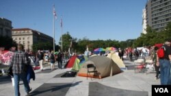 La ocupación de la Plaza de la Libertad a unas pocas cuadras de la Casa Blanca, en Washington, es una de las tantas manifestaciones en EE.UU.