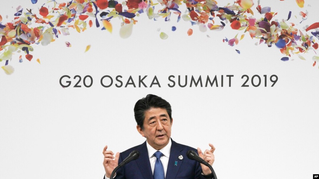 Perdana Menteri Jepang, Shinzo Abe di Osaka, 29 Juni 2019. (Foto; dok).