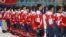 6일 강원 강릉하키센터에서 열린 2017 IIHF 아이스하키 여자 세계선수권대회 디비전Ⅱ 그룹 A 대회 한국과 북한의 경기.3-0으로 패한 북한 선수들이 아쉬워하고 있다(자료사진)