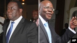 Movement for Democratic Change (MDC) formation leaders Morgan Tsvangirai, Tendai Biti and Welshman Ncube. (AP Photos/Collage by Ntungamili Nkomo)