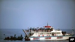 Israeli soldiers raid a ship as the navy intercepts a Gaza-bound aid flotilla in the Mediterranean Sea on 31 May 2010 in a pre-dawn assault which killed several pro-Palestinian activists and sparked global outrage.