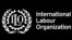 ILO logo, International Labor Organization, graphic element on  black