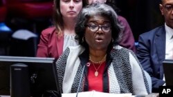 (FILE) Ambassador Linda Thomas-Greenfield speaking at the UN Security Council