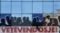 Kosovo, Pristina, giant poster bearing the name of the party Vetevendosje,
