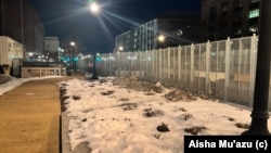 Metal Barricades in place on C, Street Washington DC in preparation for President Trump Inauguration.