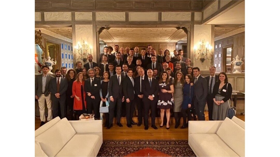 Italian Ambassador to the U.S. Armando Varricchio (center, front) hosted a visiting group from Italy in mid February 2020 at the Ambassador’s residence, known as Villa Firenze, or the Florence Villa, in Washington. (Photo courtesy of Italy Embassy)