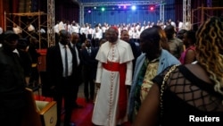 Fridolin Ambongo Besungu Cardinal of the Democratic Republic of Congo attends a gospel music festival organized as part of the Pope's Francis visit festivities, at the parliament theater in Kinshasa, Democratic Republic of Congo, Jan. 29, 2023.