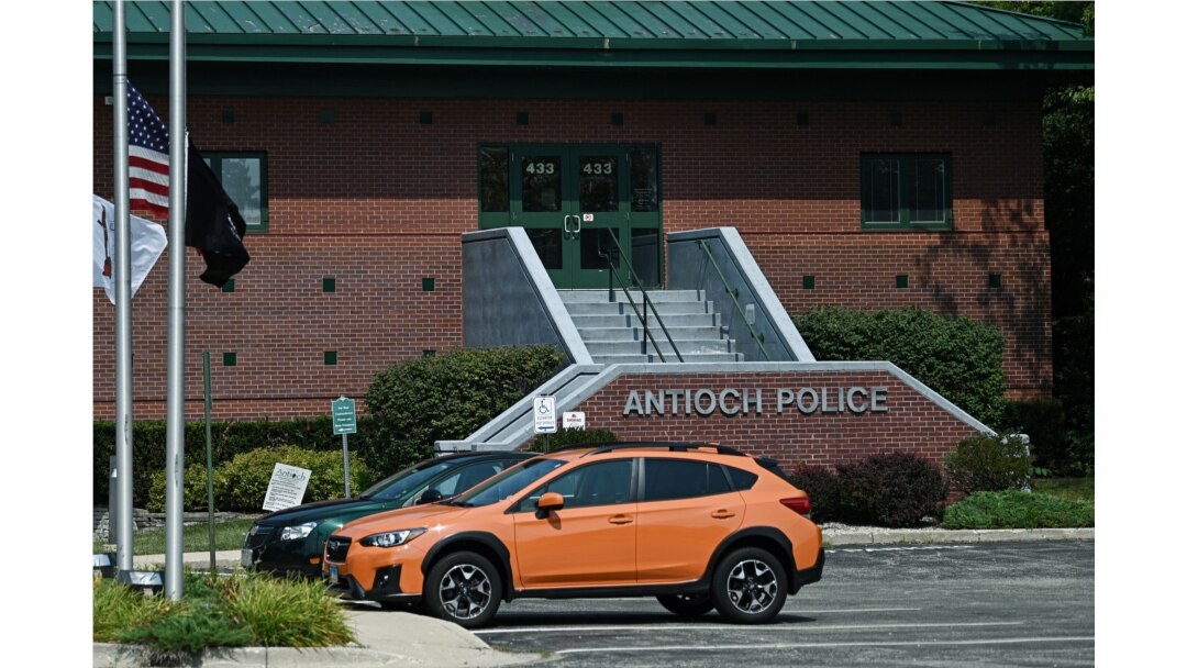 A view of the Antioch Police Department in the hometown of suspect Kyle Rittenhouse, 17, who was arrested following the Kenosha, Wisconsin, shooting of protesters, in nearby Antioch, Illinois, Aug. 26, 2020.