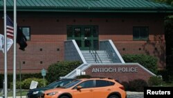 A view of the Antioch Police Department in the hometown of suspect Kyle Rittenhouse, 17, who was arrested following the Kenosha, Wisconsin, shooting of protesters, in nearby Antioch, Illinois, Aug. 26, 2020.