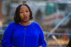 Charlottesville Mayor Nikuyah Walker speaks before the removal of the monuments of Confederate General Robert E. Lee and Lieutenant General Thomas "Stonewall" Jackson from Market Street Park, July 10, 2021, in Charlottesville, Va.