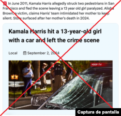 Captura de la desinformación viralizada sobre Harris.