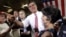 Republican presidential candidate, former Massachusetts Gov. Mitt Romney, greets supporters after speaking at a campaign event at the Somers Furniture warehouse in Las Vegas, Nevada, May 29, 2012. 