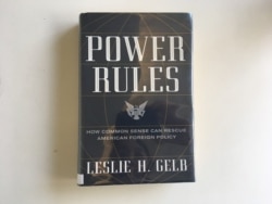 Cover of Power Rules, written by Leslie Gelb (VOA/N. Liu)