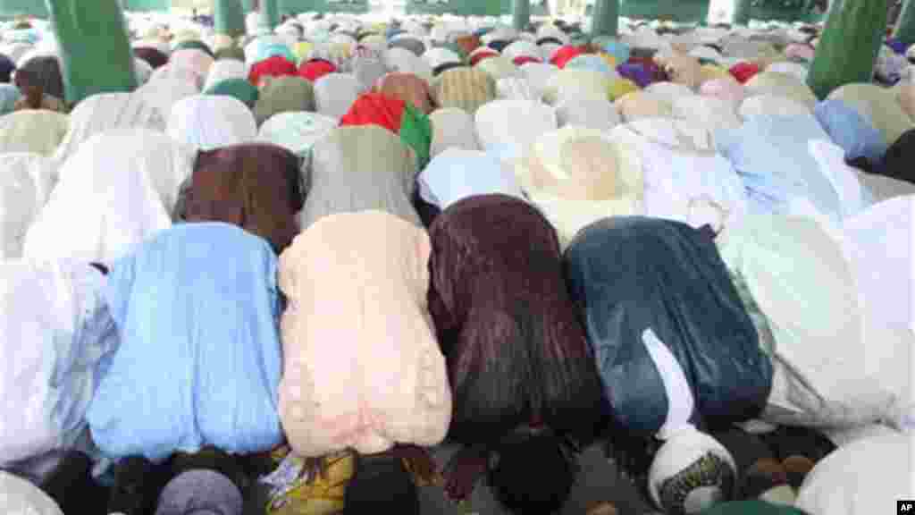 Nigeria Muslims offer prayers during Eid al-Adha prayers to mark the end of the holy month of Hajji.