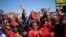 Supporters of various opposition parties gesture while calling for the removal of President Jacob Zuma outside the Constitutional Court in Johannesburg, South Africa, May 15, 2017. 