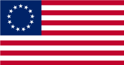 The "Betsy Ross" design of the first U.S. flag with 13 stars in a circle.