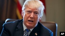 FILE - President Donald Trump speaks during a cabinet meeting at the White House, March 8, 2018.
